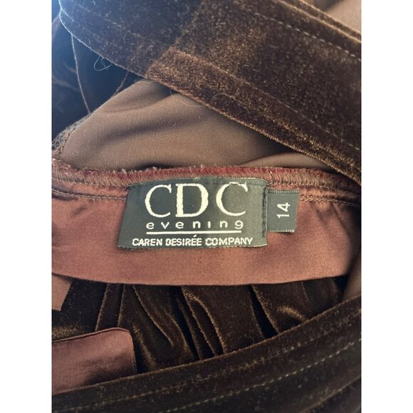 Vintage CDC Brown Velvet Maxi Dress Size 14 Elegant Minimalist Goth Eveningwear - Picture 6 of 8